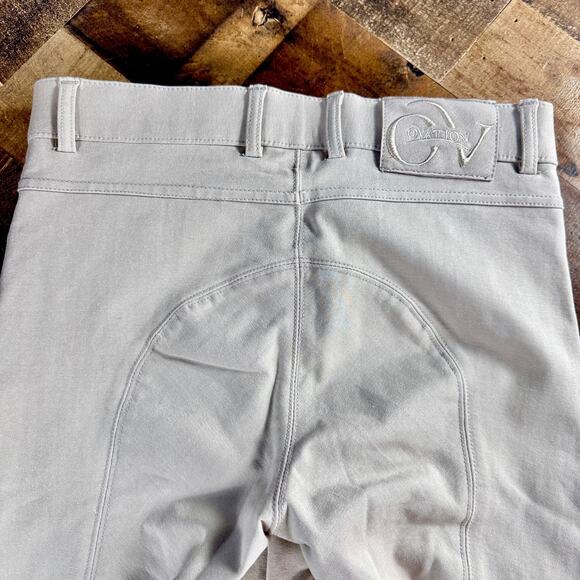 OVATION Riding Pants Tights Knee Inseam Patches Horseback Equestrian Tan 26R - Picture 4 of 15